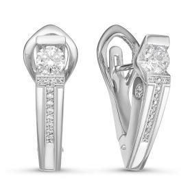 Серьги из белого золота КЮЗ Del'ta Dдф120088б с фианитом Dдф120088б фото