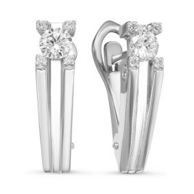Серьги из белого золота КЮЗ Del'ta Dдф120095б с фианитом Dдф120095б фото