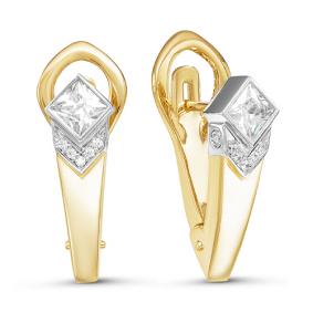 Серьги из лимонного золота КЮЗ Del'ta Dдф120096л с фианитом Dдф120096л фото