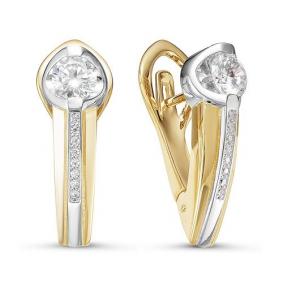 Серьги из лимонного золота КЮЗ Del'ta Dдф120100л с фианитом Dдф120100л фото