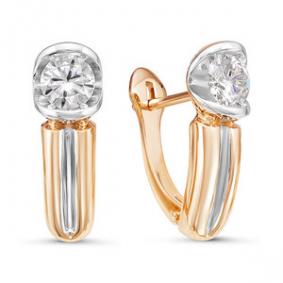 Золотые серьги КЮЗ Del'ta Dдф120120 с фианитом Dдф120120 фото
