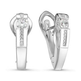 Серьги из белого золота КЮЗ Del'ta Dдф120120б с фианитом Dдф120120б фото