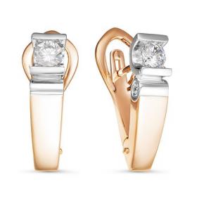 Золотые серьги КЮЗ Del'ta Dдф120138 с фианитом Dдф120138 фото