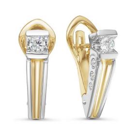 Серьги из лимонного золота КЮЗ Del'ta Dдф120140л с фианитом Dдф120140л фото