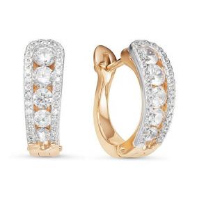 Золотые серьги КЮЗ Del'ta Dдф120145 с фианитом Dдф120145 фото