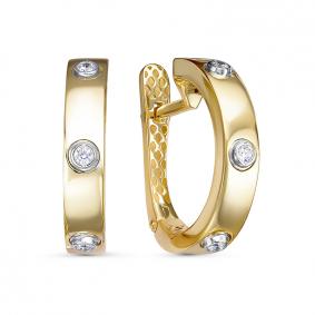 Золотые серьги КЮЗ Del'ta Dдф1201512рл с фианитом Dдф1201512рл фото