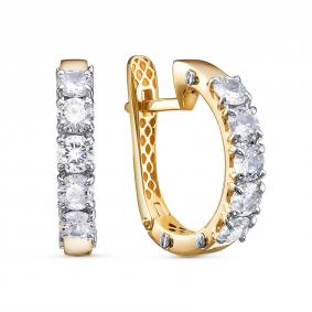 Серьги из лимонного золота КЮЗ Del'ta Dдф1201533рл с фианитом Dдф1201533рл фото