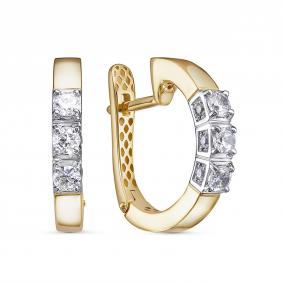 Серьги из лимонного золота КЮЗ Del'ta Dдф1201554рл с фианитом Dдф1201554рл фото