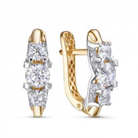 Серьги из лимонного золота КЮЗ Del'ta Dдф1201593рл с фианитом Dдф1201593рл фото