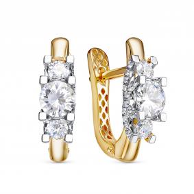 Золотые серьги КЮЗ Del'ta Dдф1201602рл с фианитом Dдф1201602рл фото