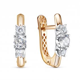 Золотые серьги КЮЗ Del'ta Dдф1201603р с фианитом Dдф1201603р фото