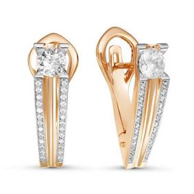 Золотые серьги КЮЗ Del'ta Dдф120161 с фианитом Dдф120161 фото