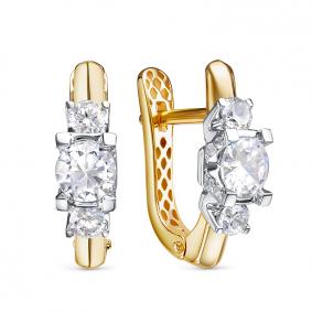 Серьги из лимонного золота КЮЗ Del'ta Dдф1201624рл с фианитом Dдф1201624рл фото