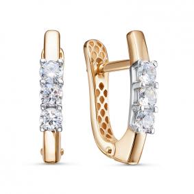 Золотые серьги КЮЗ Del'ta Dдф1201628р с фианитом Dдф1201628р фото