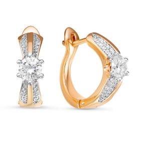 Золотые серьги КЮЗ Del'ta Dдф120164 с фианитом Dдф120164 фото