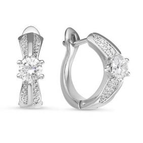 Серьги из белого золота КЮЗ Del'ta Dдф120164б с фианитом Dдф120164б фото