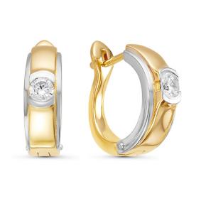 Золотые серьги КЮЗ Del'ta Dдф120169л с фианитом Dдф120169л фото