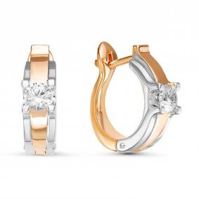 Золотые серьги КЮЗ Del'ta Dдф120171 с фианитом Dдф120171 фото