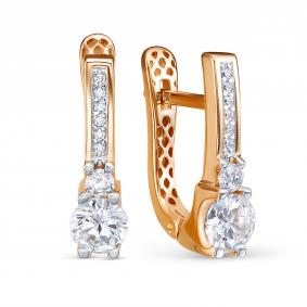 Золотые серьги КЮЗ Del'ta Dдф1201857р с фианитом Dдф1201857р фото