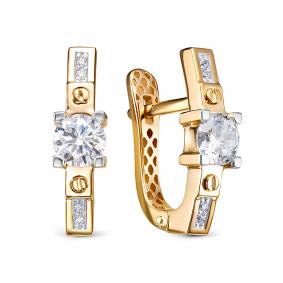 Серьги из лимонного золота КЮЗ Del'ta Dдф1201860рл с фианитом Dдф1201860рл фото
