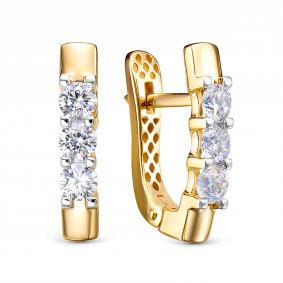 Золотые серьги КЮЗ Del'ta Dдф1201863рл с фианитом Dдф1201863рл фото