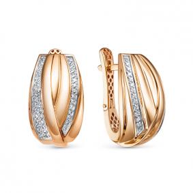 Золотые серьги КЮЗ Del'ta Dдф1201950р с фианитом Dдф1201950р фото