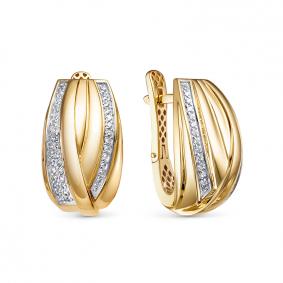 Серьги из лимонного золота КЮЗ Del'ta Dдф1201950рл с фианитом Dдф1201950рл фото