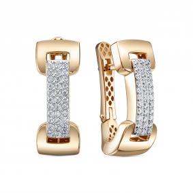 Золотые серьги КЮЗ Del'ta Dдф1201957р с фианитом Dдф1201957р фото