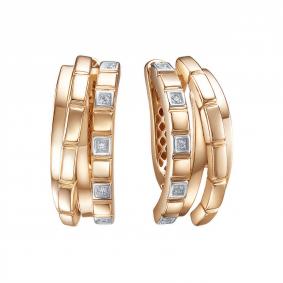 Золотые серьги КЮЗ Del'ta Dдф1202015р с фианитом Dдф1202015р фото