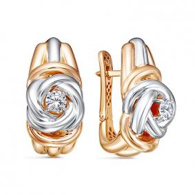 Золотые серьги КЮЗ Del'ta Dдф120255р с фианитом Dдф120255р фото