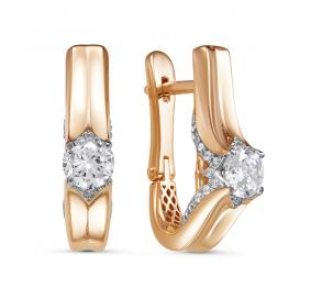 Золотые серьги КЮЗ Del'ta Dдф120256р с фианитом Dдф120256р фото