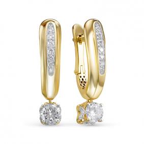 Серьги из лимонного золота КЮЗ Del'ta Dдф120258рл с фианитом Dдф120258рл фото