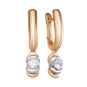 Золотые серьги КЮЗ Del'ta Dдф120260р с фианитом Dдф120260р фото