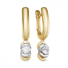 Золотые серьги КЮЗ Del'ta Dдф120260рл с фианитом Dдф120260рл фото