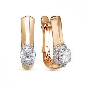 Золотые серьги КЮЗ Del'ta Dдф120261р с фианитом Dдф120261р фото