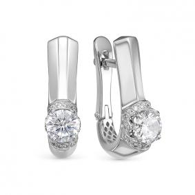 Серьги из белого золота КЮЗ Del'ta Dдф120261рб с фианитом Dдф120261рб фото