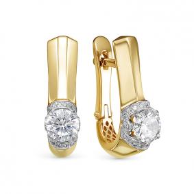 Золотые серьги КЮЗ Del'ta Dдф120261рл с фианитом Dдф120261рл фото