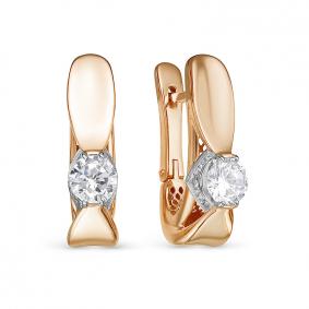 Золотые серьги КЮЗ Del'ta Dдф120262р с фианитом Dдф120262р фото