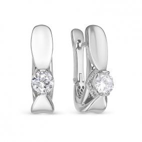 Серьги из белого золота КЮЗ Del'ta Dдф120262рб с фианитом Dдф120262рб фото