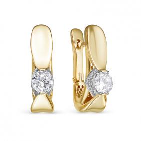 Серьги из лимонного золота КЮЗ Del'ta Dдф120262рл с фианитом Dдф120262рл фото