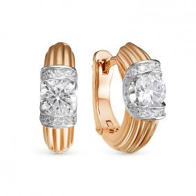 Золотые серьги КЮЗ Del'ta Dдф120268р с фианитом Dдф120268р фото