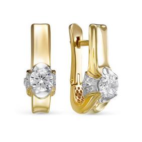 Серьги из лимонного золота КЮЗ Del'ta Dдф120270рл с фианитом Dдф120270рл фото