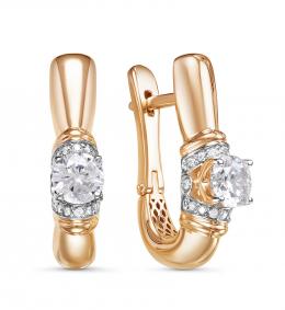 Золотые серьги КЮЗ Del'ta Dдф120272р с фианитом Dдф120272р фото