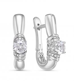 Серьги из белого золота КЮЗ Del'ta Dдф120272рб с фианитом Dдф120272рб фото