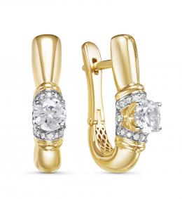Серьги из лимонного золота КЮЗ Del'ta Dдф120272рл с фианитом Dдф120272рл фото