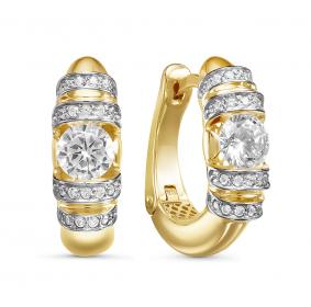 Серьги из лимонного золота КЮЗ Del'ta Dдф120273рл с фианитом Dдф120273рл фото