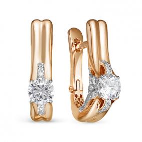 Золотые серьги КЮЗ Del'ta Dдф120274р с фианитом Dдф120274р фото