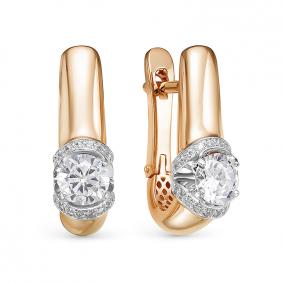 Золотые серьги КЮЗ Del'ta Dдф120275р с фианитом Dдф120275р фото