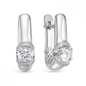 Серьги из белого золота КЮЗ Del'ta Dдф120275рб с фианитом Dдф120275рб фото