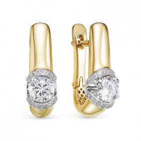 Серьги из лимонного золота КЮЗ Del'ta Dдф120275рл с фианитом Dдф120275рл фото